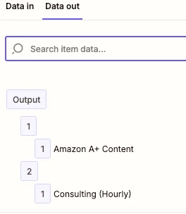 The data out in this step seems to be correctly splitting out the items