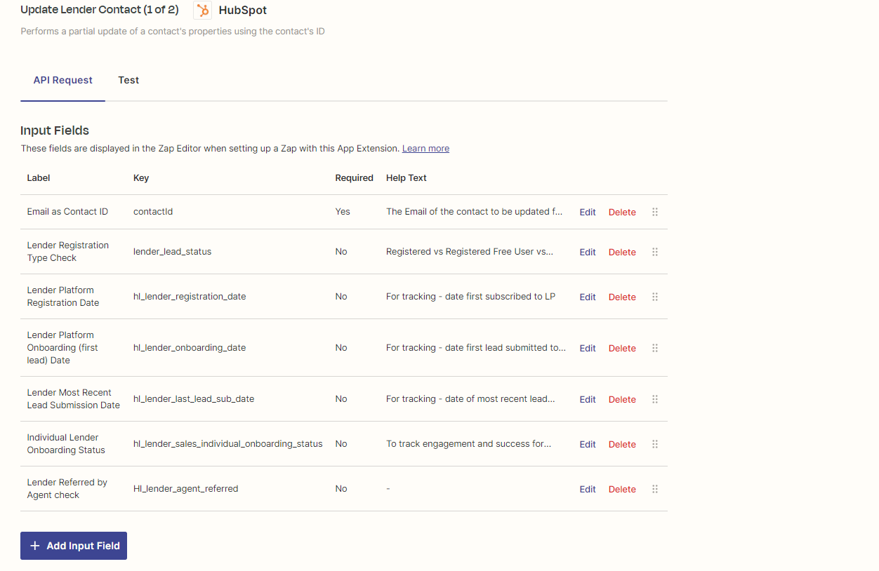 Zapier App Extension and API Issue Hubspot update contact API