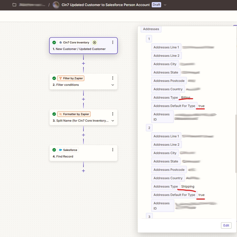 Filtering addresses by type in a Cin7 to Salesforce integration ...