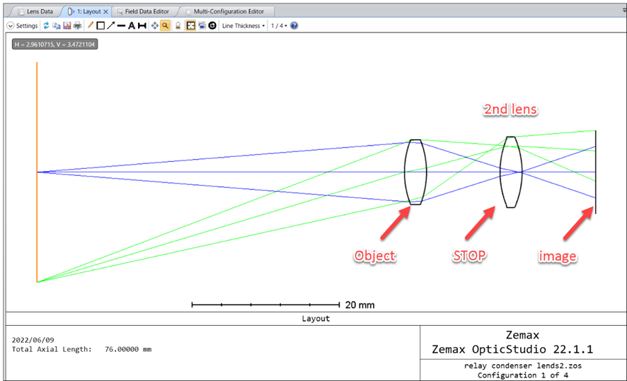 OpticStudioの最適化の機能を使用するリレーコンデンサーレンズの設計 