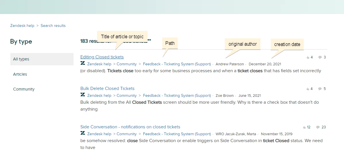 Filter search results in Help Center and community by date | The place ...