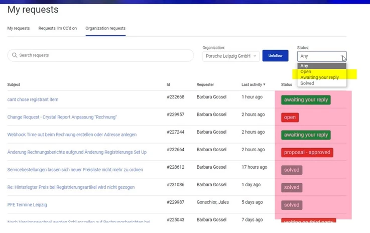 Adding Custom Status Options in the Status Filter on the My Requests ...
